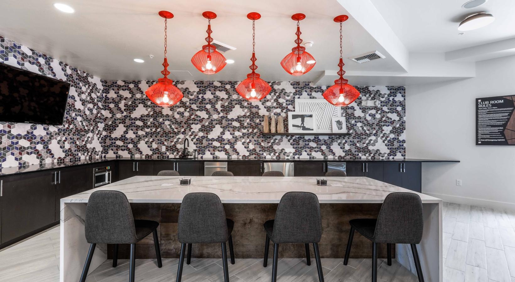 Access to resident-only features a room with a table and chairs