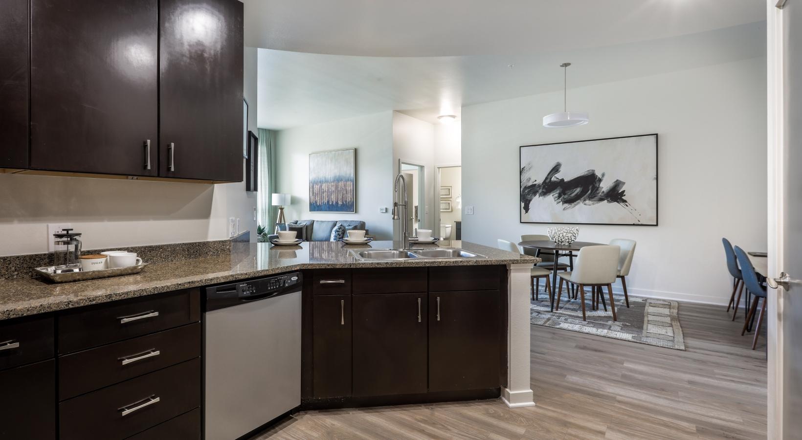 Spacious kitchens with thoughtful details a kitchen with black cabinets
