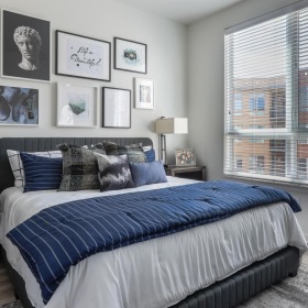 Sleep in style a bedroom with a bed and a window