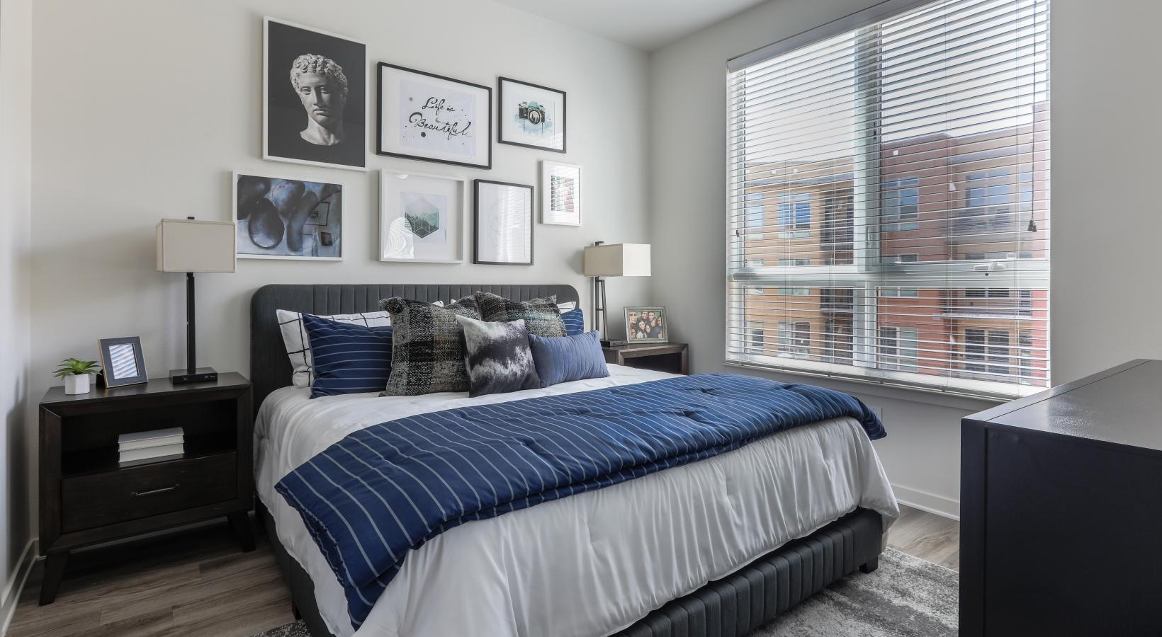 Sleep in style a bedroom with a bed and a window